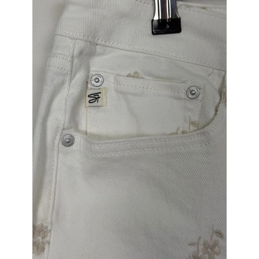 Seven7 Floral Embroidered Skinny‎ Jeans Womens 6 White Excellent High Rise Pants